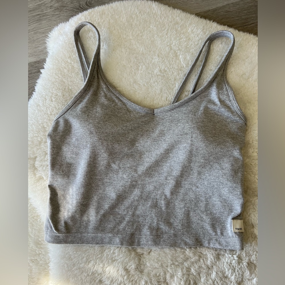 Vuori Halo Crop Top Pale Grey Heather Small S